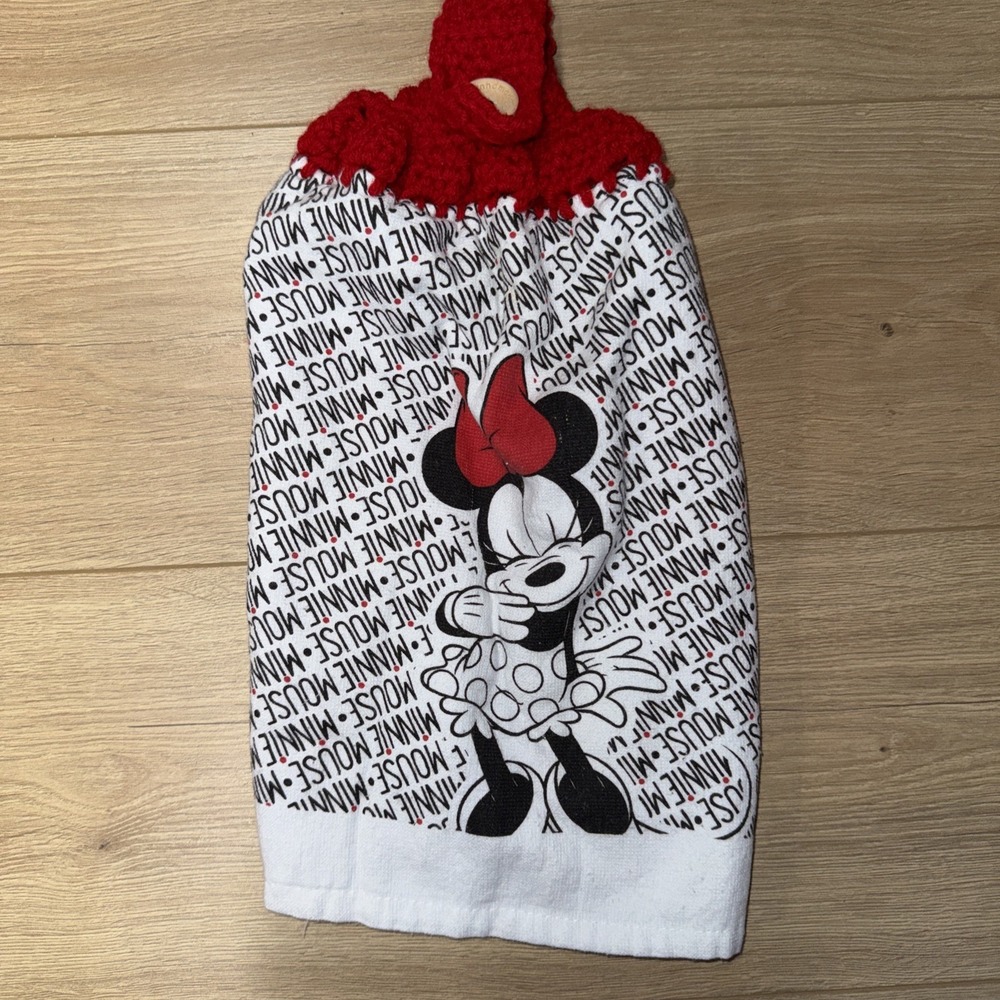 Disney Crochet Top‎ Hanging Kitchen Minnie Mouse Towel Red top